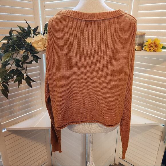 FREE PEOPLE RUST COLOR OVERSIZED SWEATER SIZE SMALL (OVERSIZED) - Picture 6 of 8